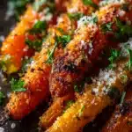 Crispy roasted smashed carrots with golden caramelized edges