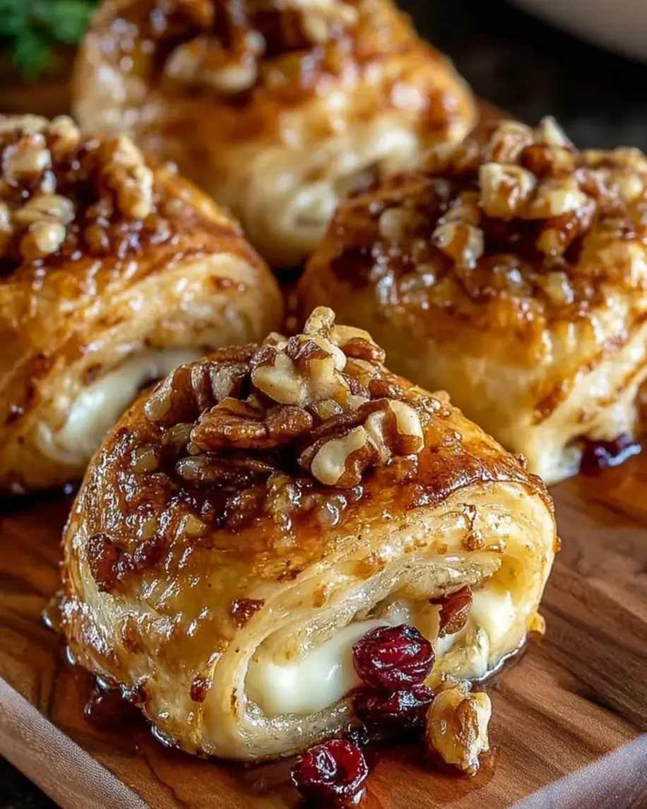 Cranberry Walnut Baked Brie Rolls