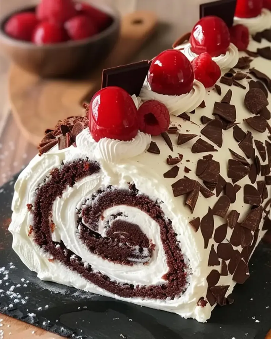Elegant Black Forest Roll Cake