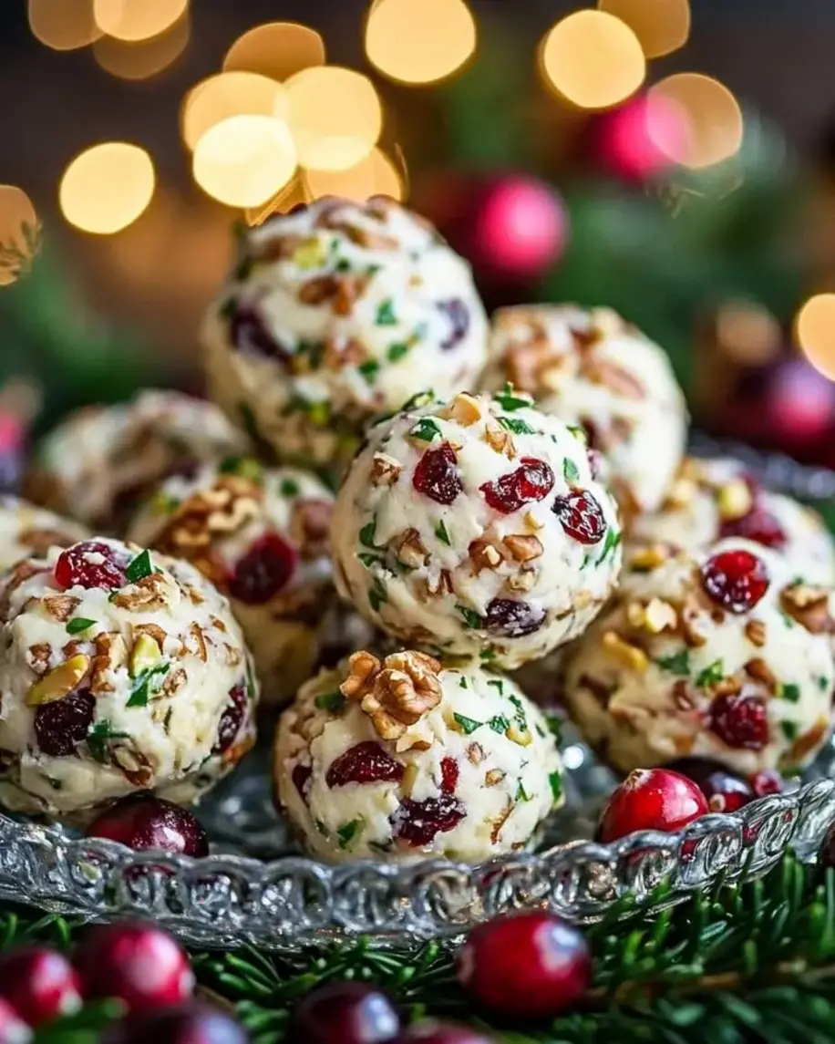 Sparkling CranberryWalnut Pistachio Cheese Bites with Hot Honey Citrus