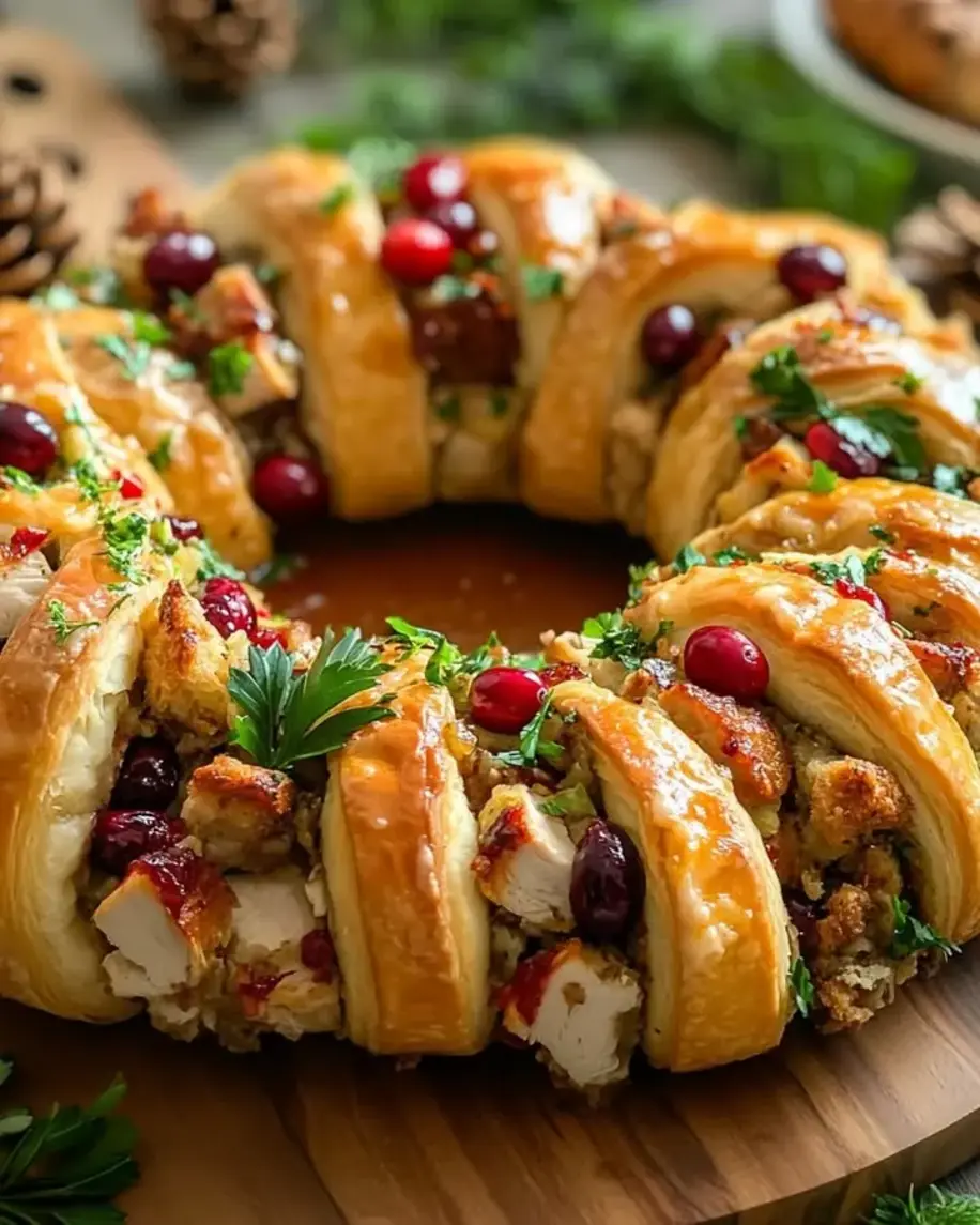 Thanksgiving Crescent Roll Turkey Stuffing Wreath