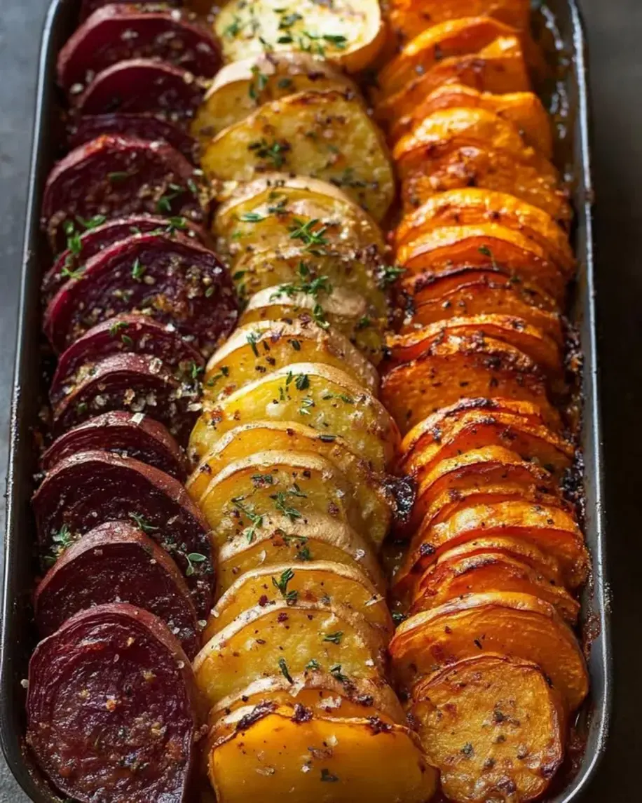 Root Vegetable Gratin with Sweet Potatoes Parsnips and Beets