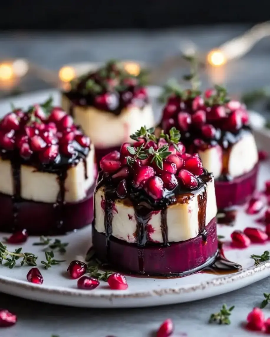 Roasted Beet Brie Pomegranate Towers