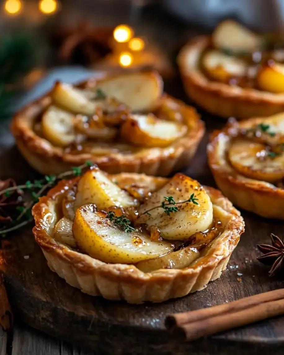 Holiday Spiced Pear Gorgonzola Tartlets
