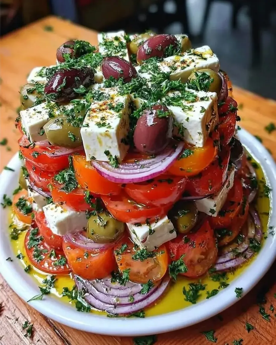 Greek Feta Salad Tower