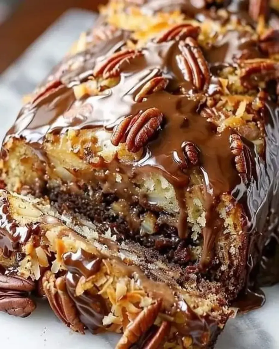 Mouth watering German Chocolate Pecan Pound Cake