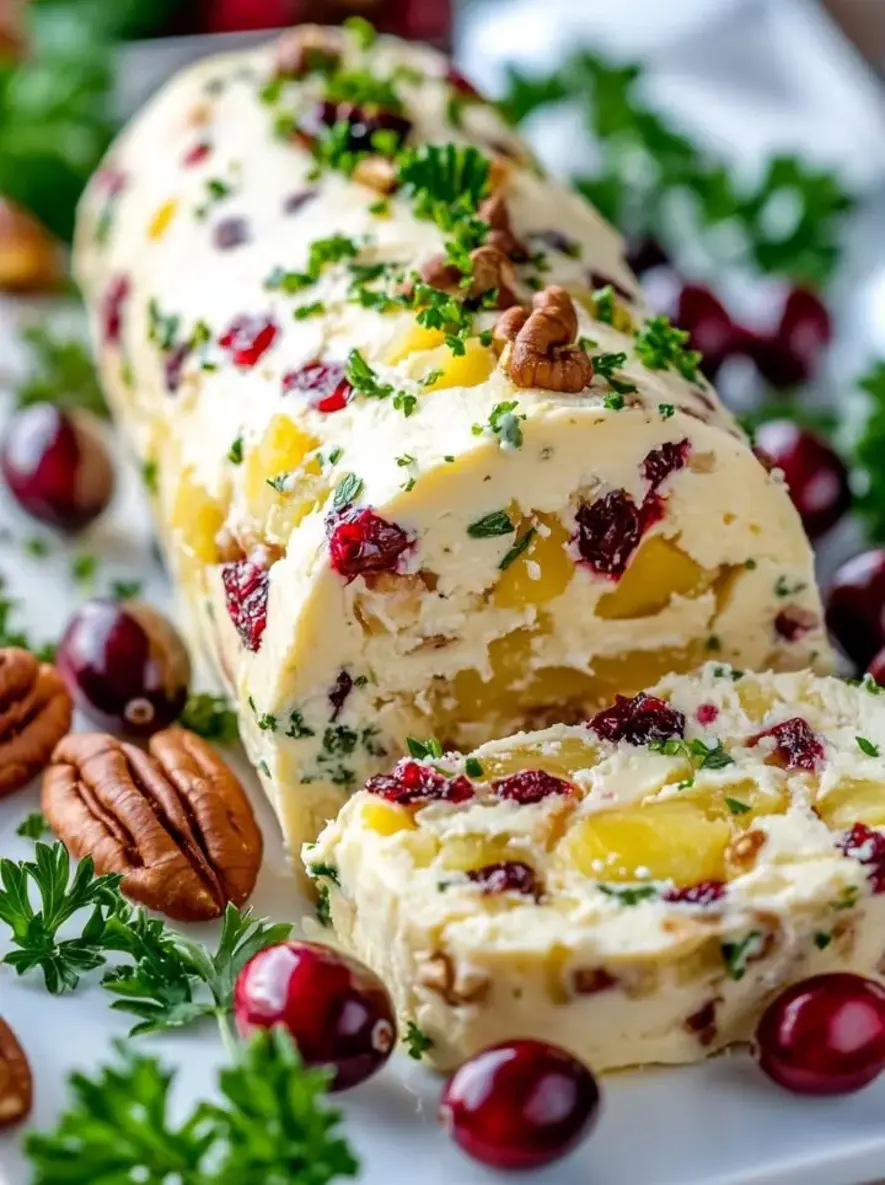 Pineapple Cranberry Holiday Cheese Log