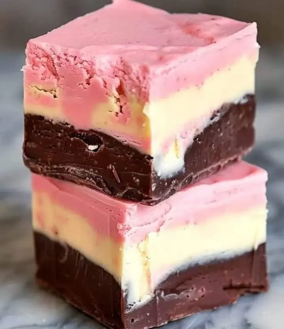Get ready for a symphony of flavors with our Neapolitan inspired fudge Chocolate indulgence pure vanilla essence and a strawberry finale all in one bite