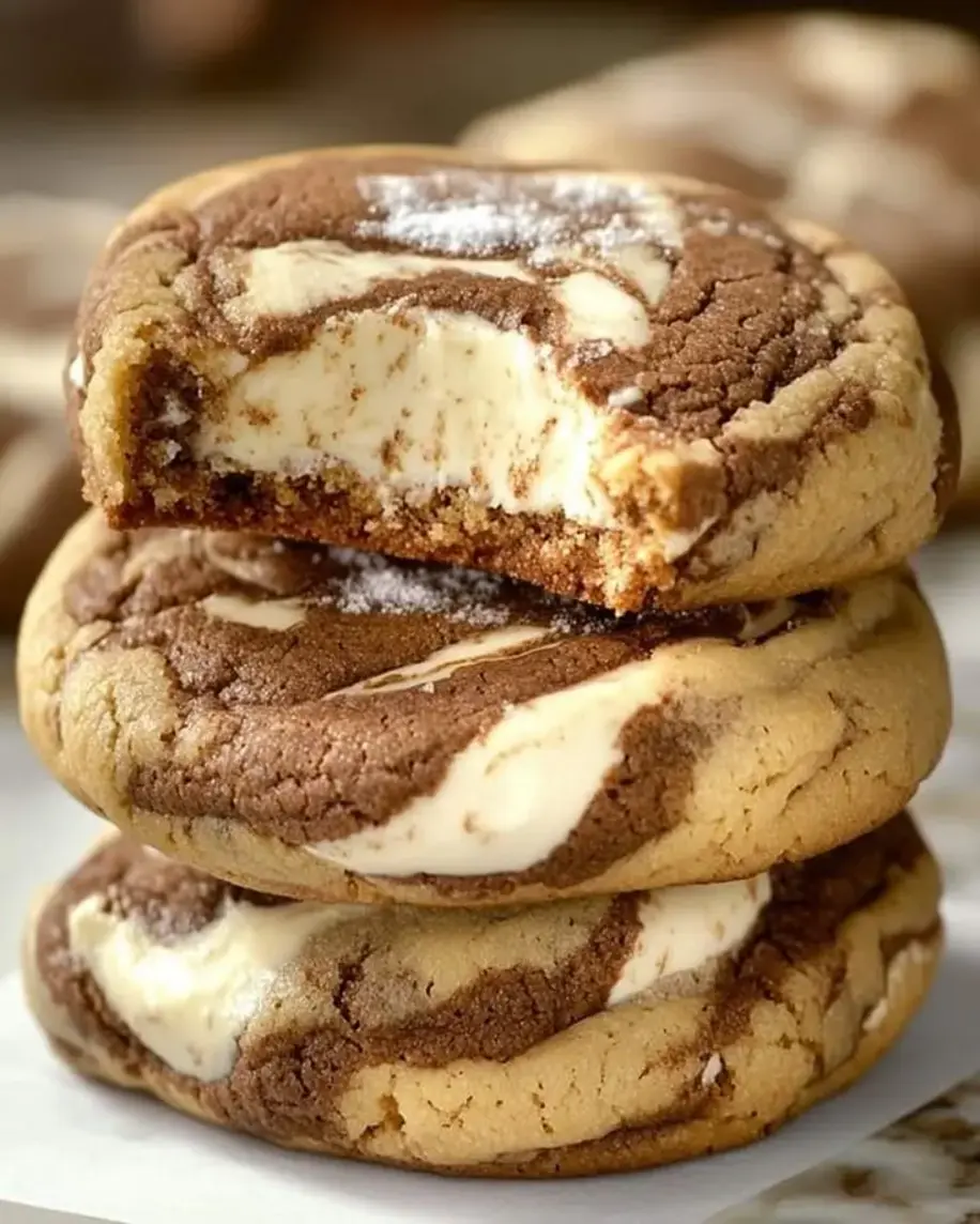 Coffee Swirled Marbled Chocolate Cream Cheese Cookies
