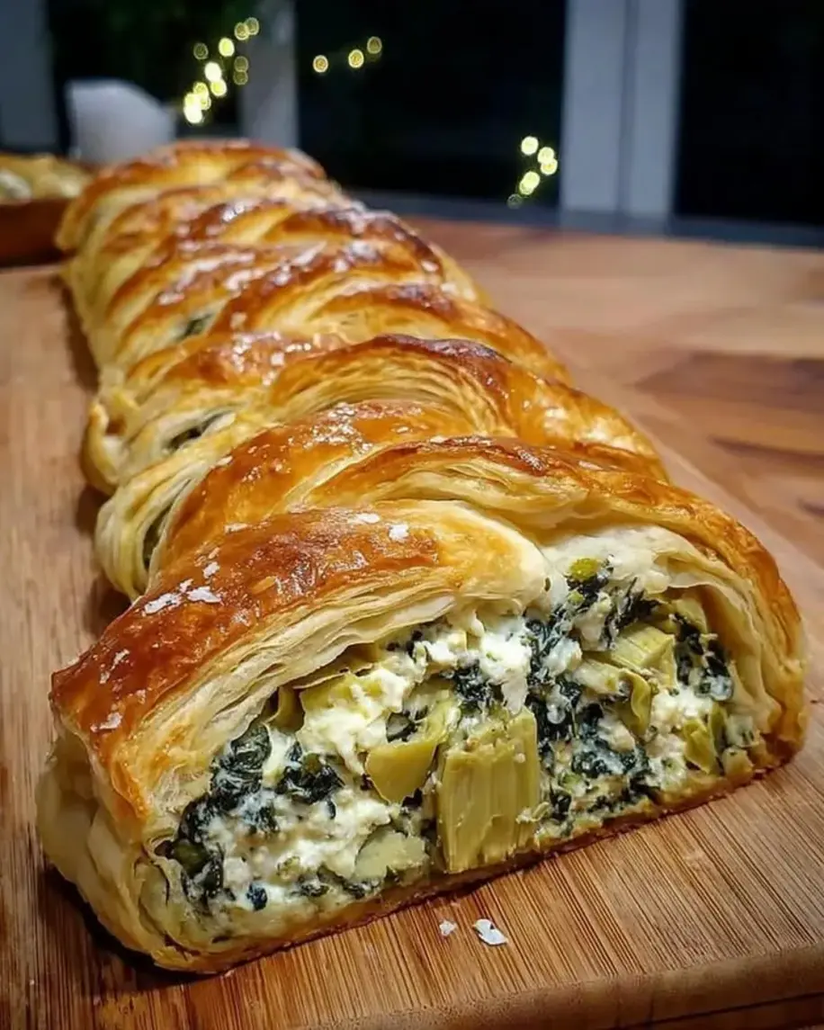 Spinach Artichoke Puff Pastry Braid