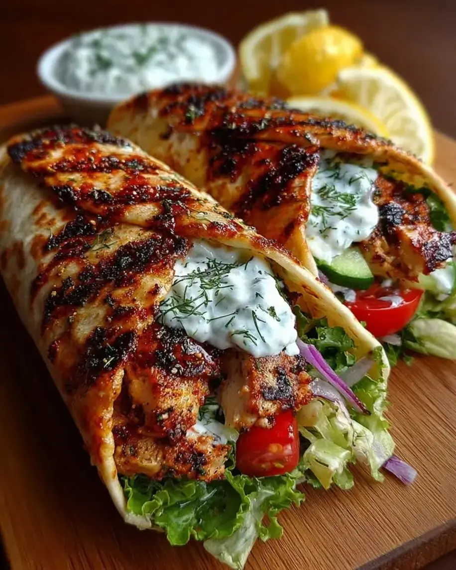 Greek Grilled Chicken Wraps with Tzatziki Sauce