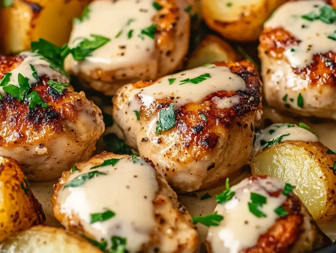 Garlic Butter Chicken Bites with Parmesan Cream Sauce