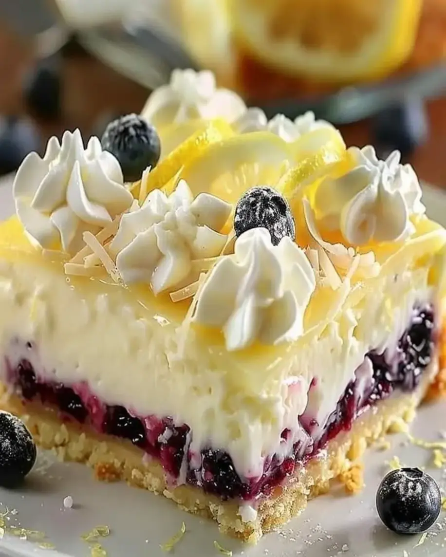 Refreshing Lemon Blueberry Cheesecake Bars