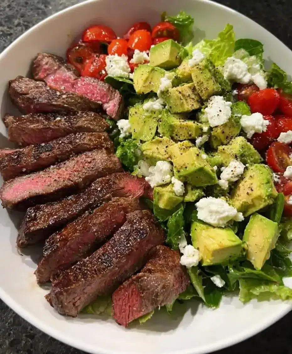 Steak Salad Bowl with Avocado Feta