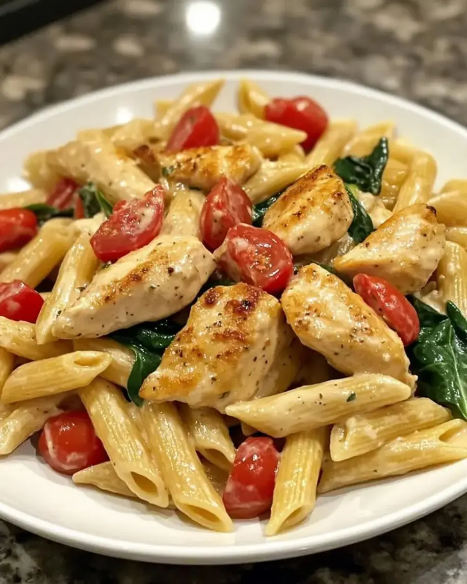 Penne Pasta with Garlic Parmesan and Creamy Chicken