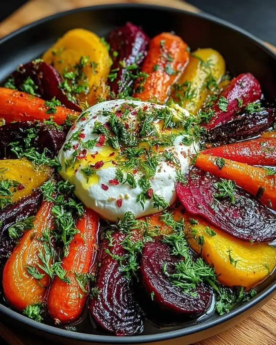 Vibrant Roasted Beets Carrots with Creamy Burrata Salad
