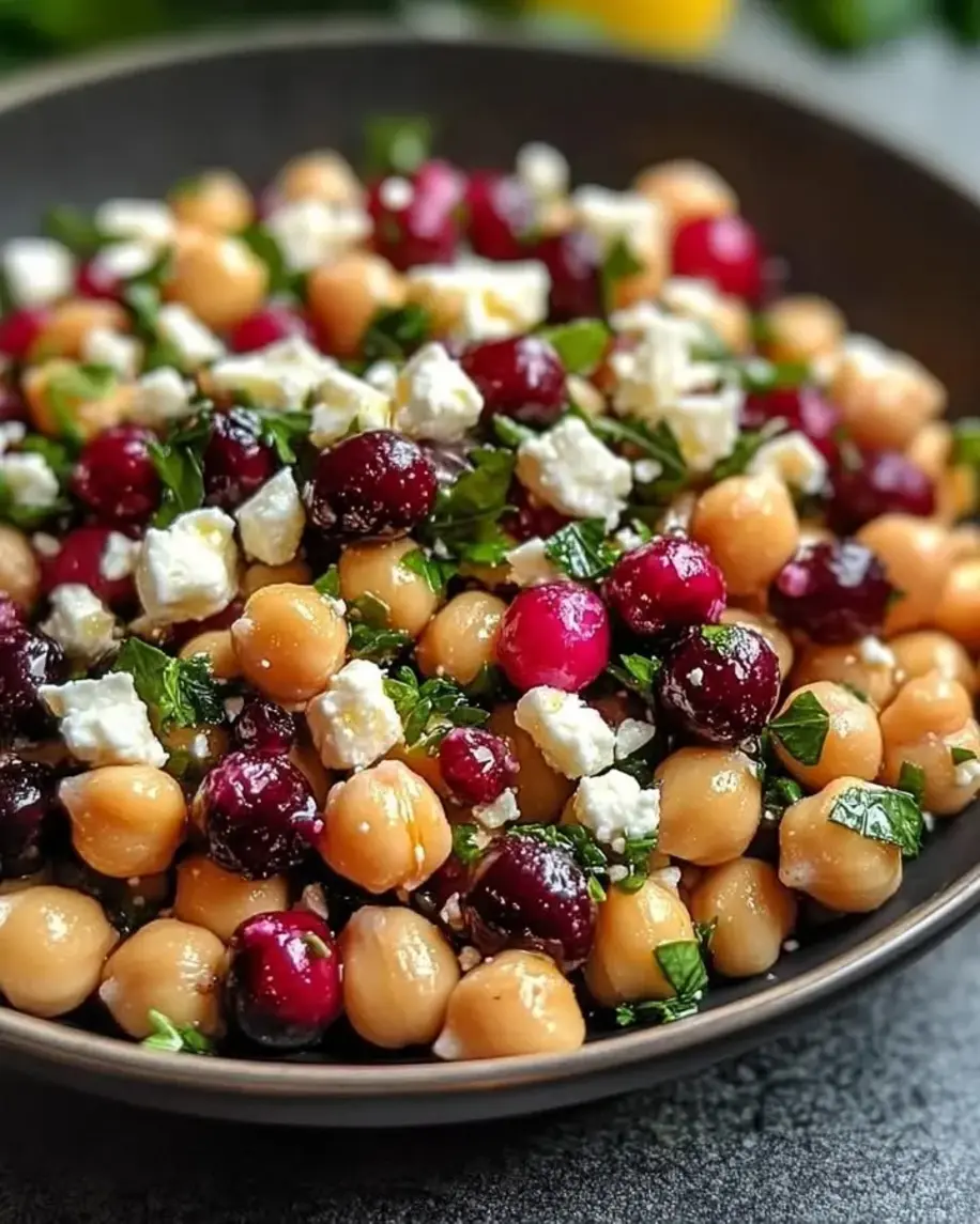 Feta and Cranberry Chickpeas with Lemon Vinaigrette