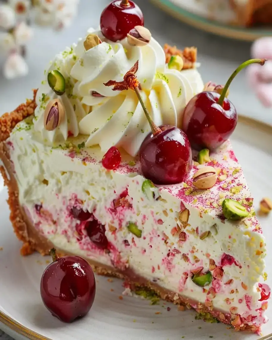 Luscious Lemon Lime Cherry Pistachio Cheesecake