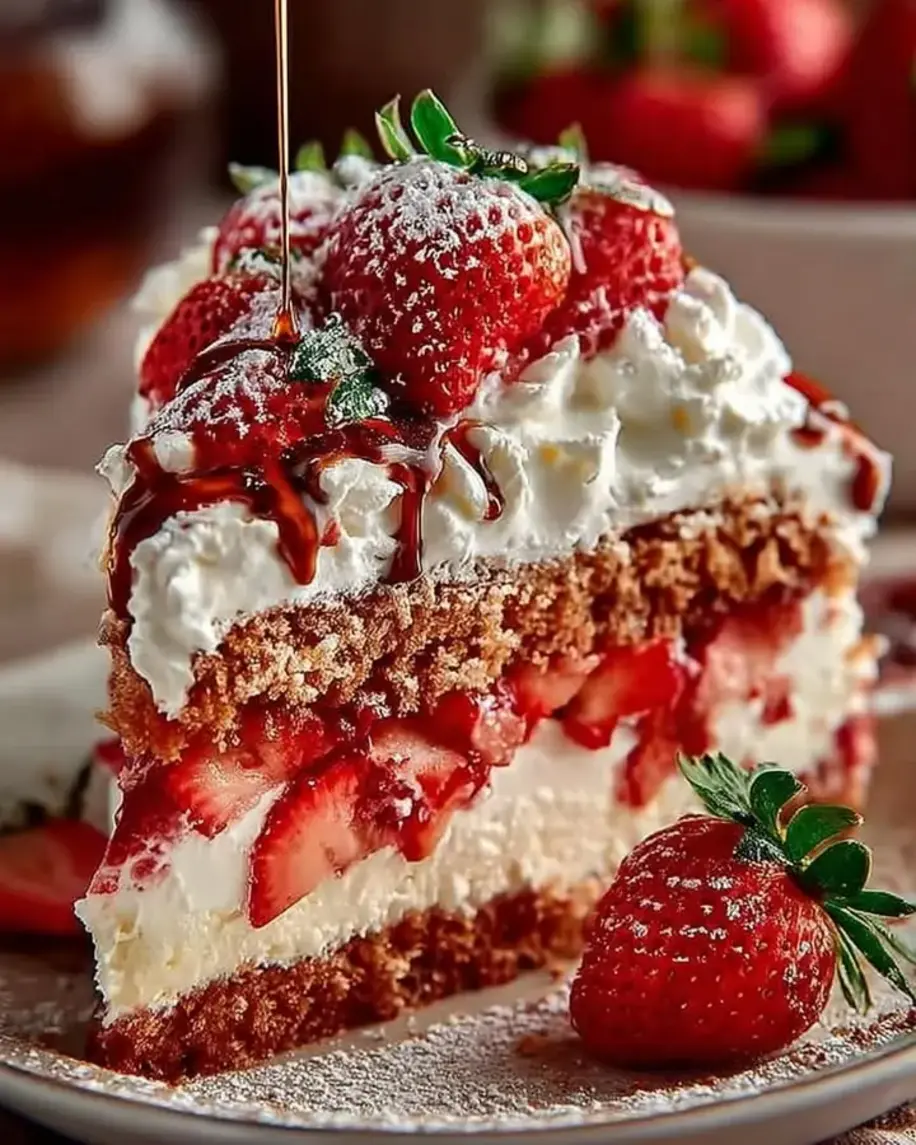 Heavenly Strawberry Cake Fluffy layers loaded with strawberries and cream Save this if strawberry desserts are your weakness