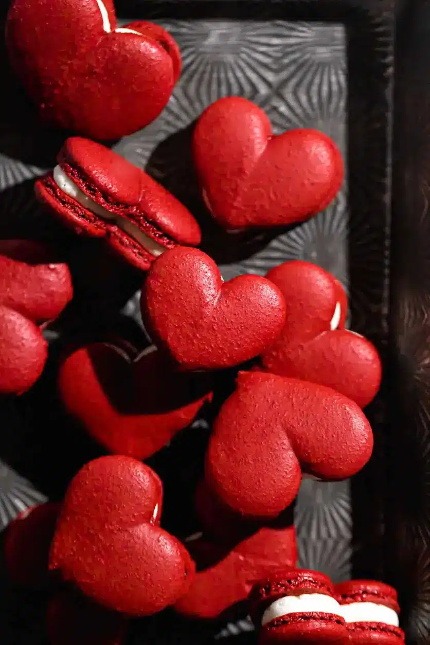 Red Velvet Macarons with Mascarpone Frosting