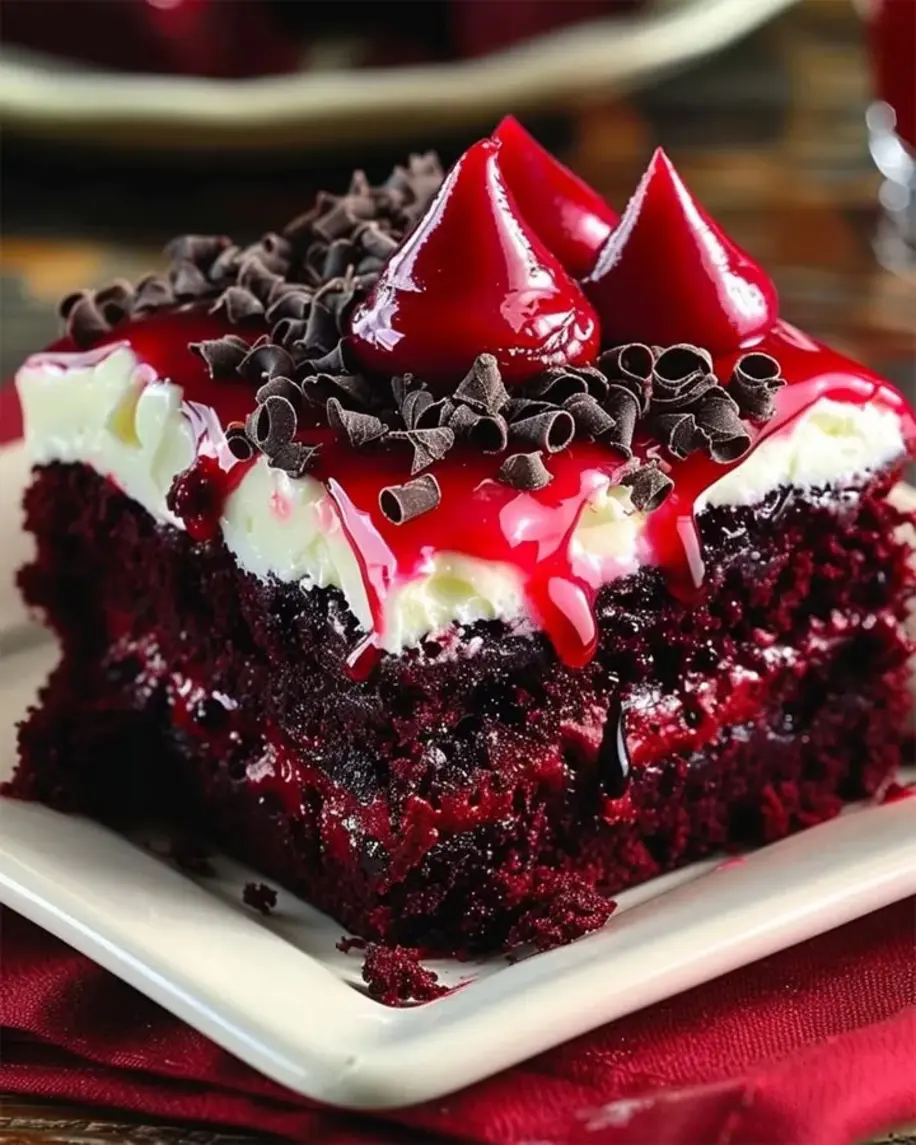 Red Velvet Brownie Poke Cake