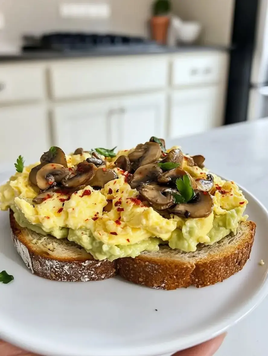 Mushroom Scrambled Egg Avocado Toast
