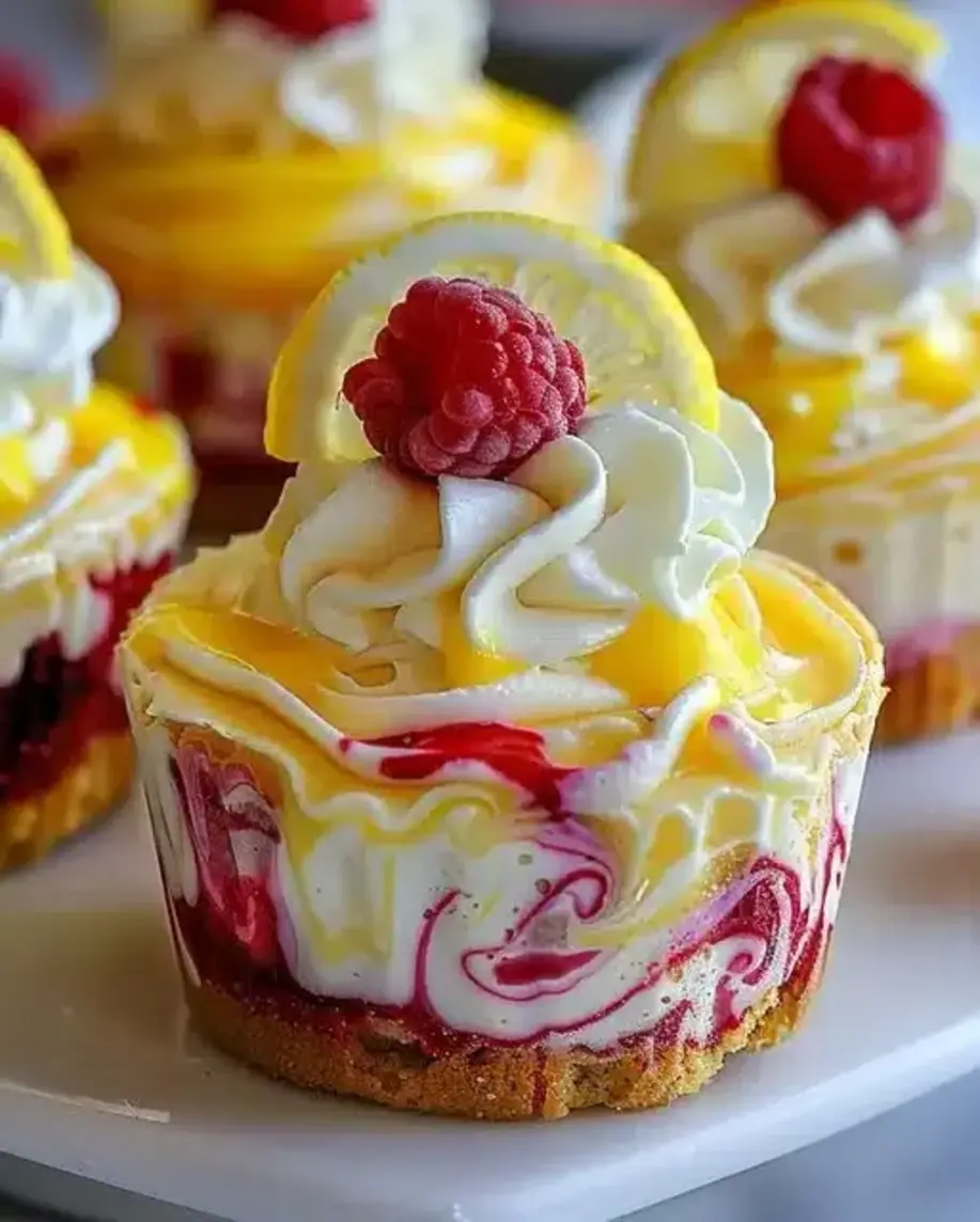 Luscious Lemon Raspberry Swirl Cheesecake Cups