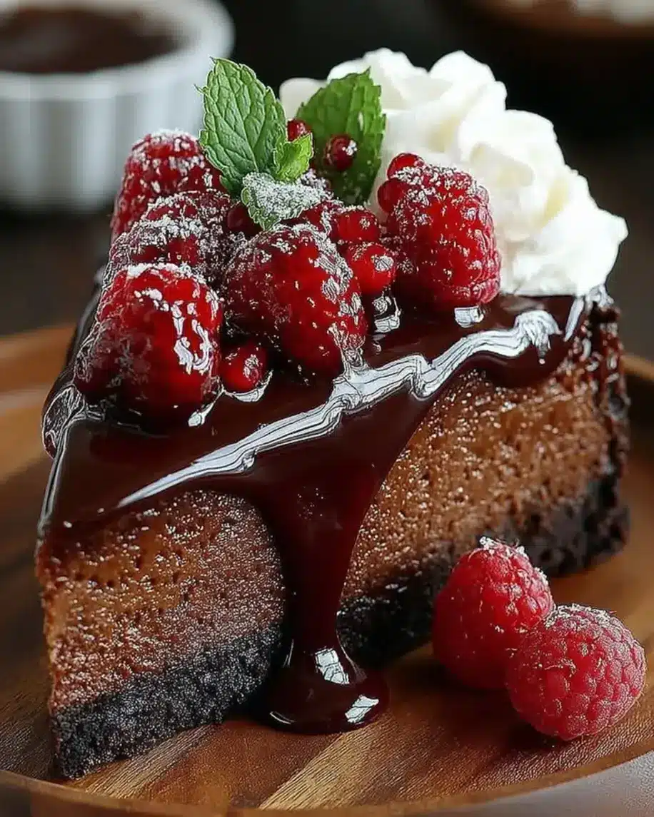 Chocolate Raspberry Truffle Cheesecake An irresistible cheesecake packed with chocolate truffles and fresh raspberries Tag the chocolate lover in your life