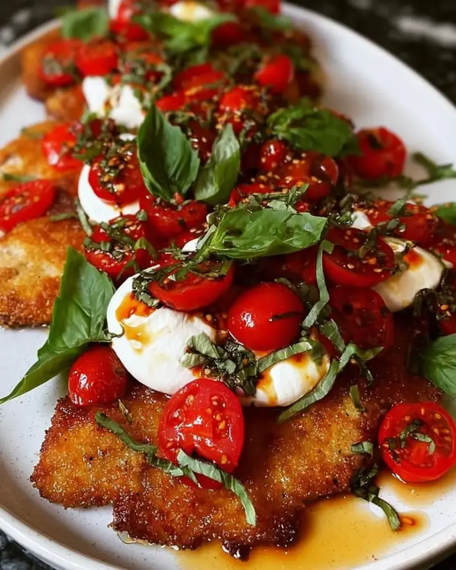 Italian Basil Chicken Cutlets with Tomato and Burrata Topping