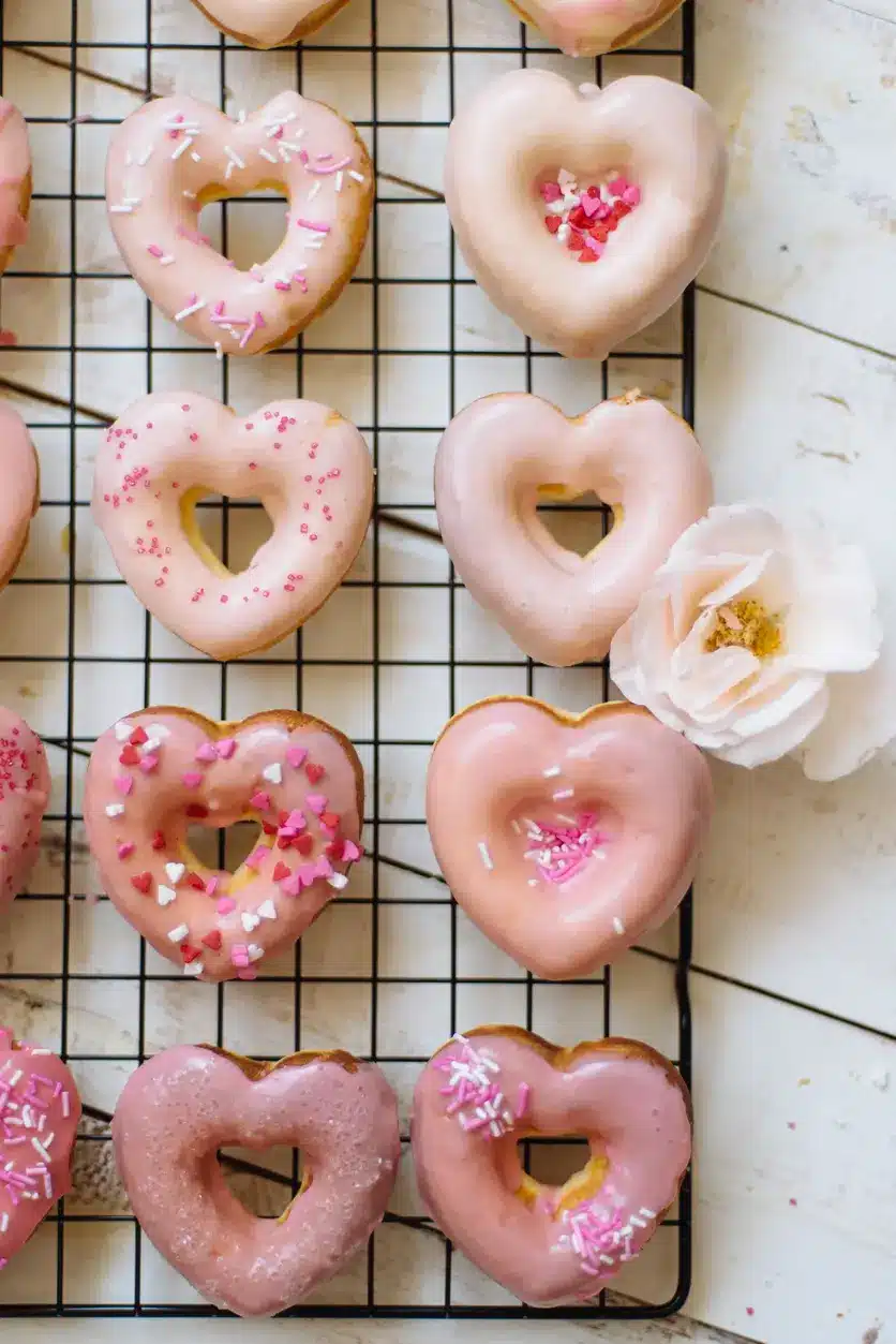 Valentines Day Baked Donuts with Vanilla Glaze