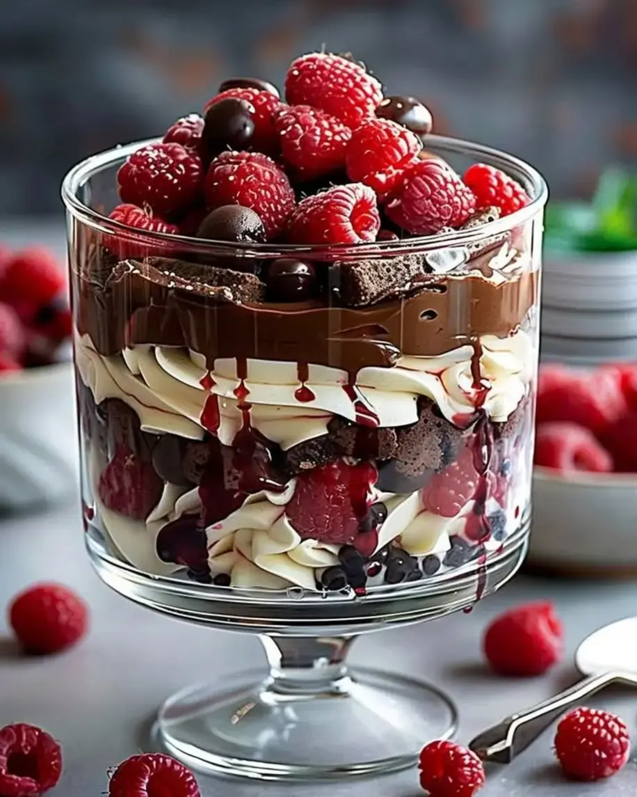 Raspberry Fudge Brownie Trifle