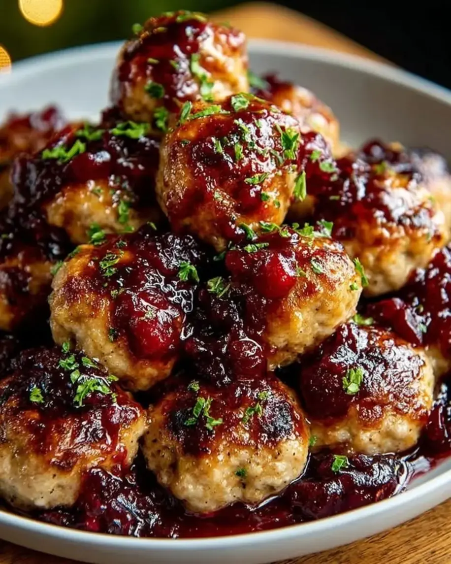 Quick Christmas Cranberry Chicken Meatballs