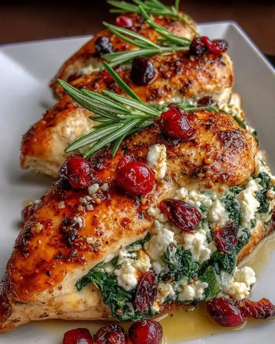 Cranberry Spinach Stuffed Chicken Breasts with Goat Cheese