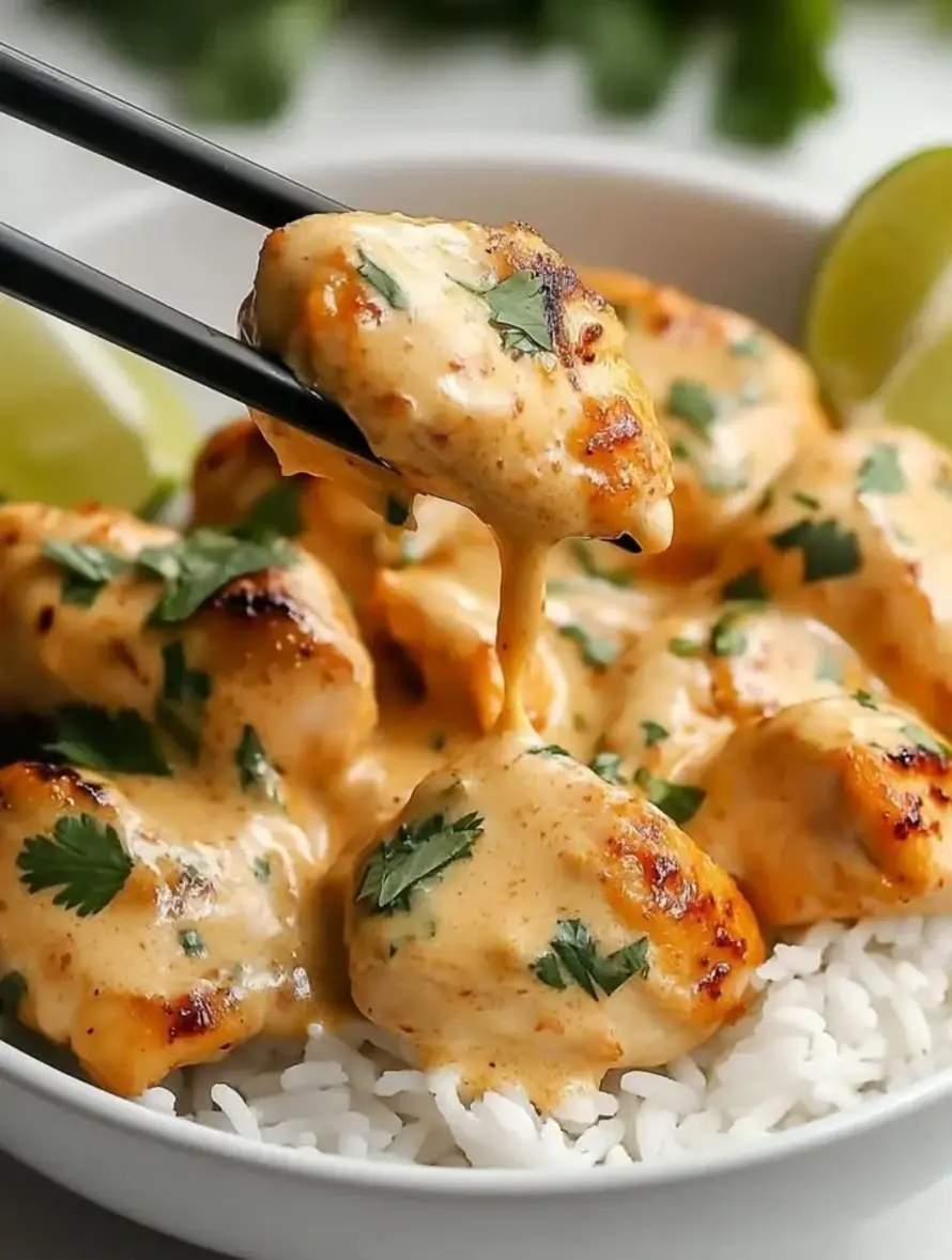 Coconut Lime Chicken with Creamy Sauce and Steamed Rice