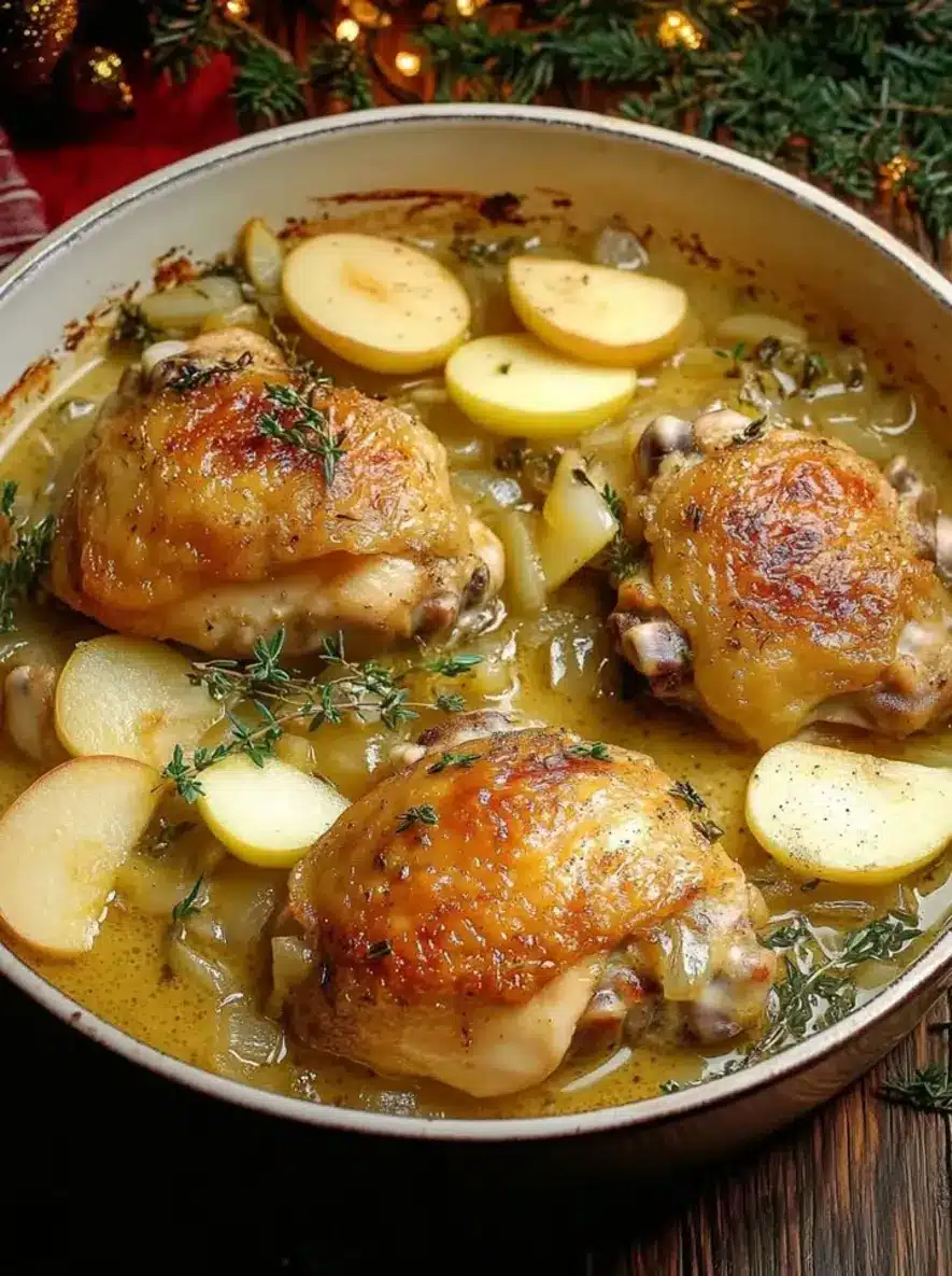 Golden Apple Cider Chicken Thighs with Herb Infused Cream Sauce