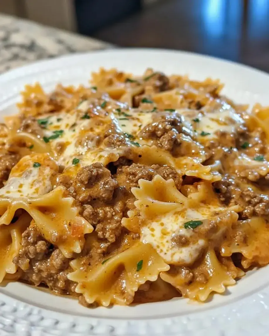 Creamy Beef and Bowtie Pasta