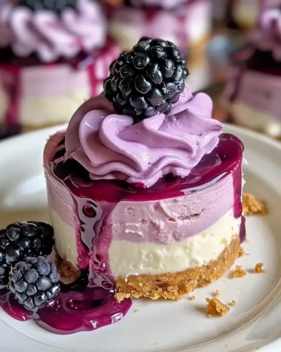 Mini Blackberry Lavender Cheesecakes
