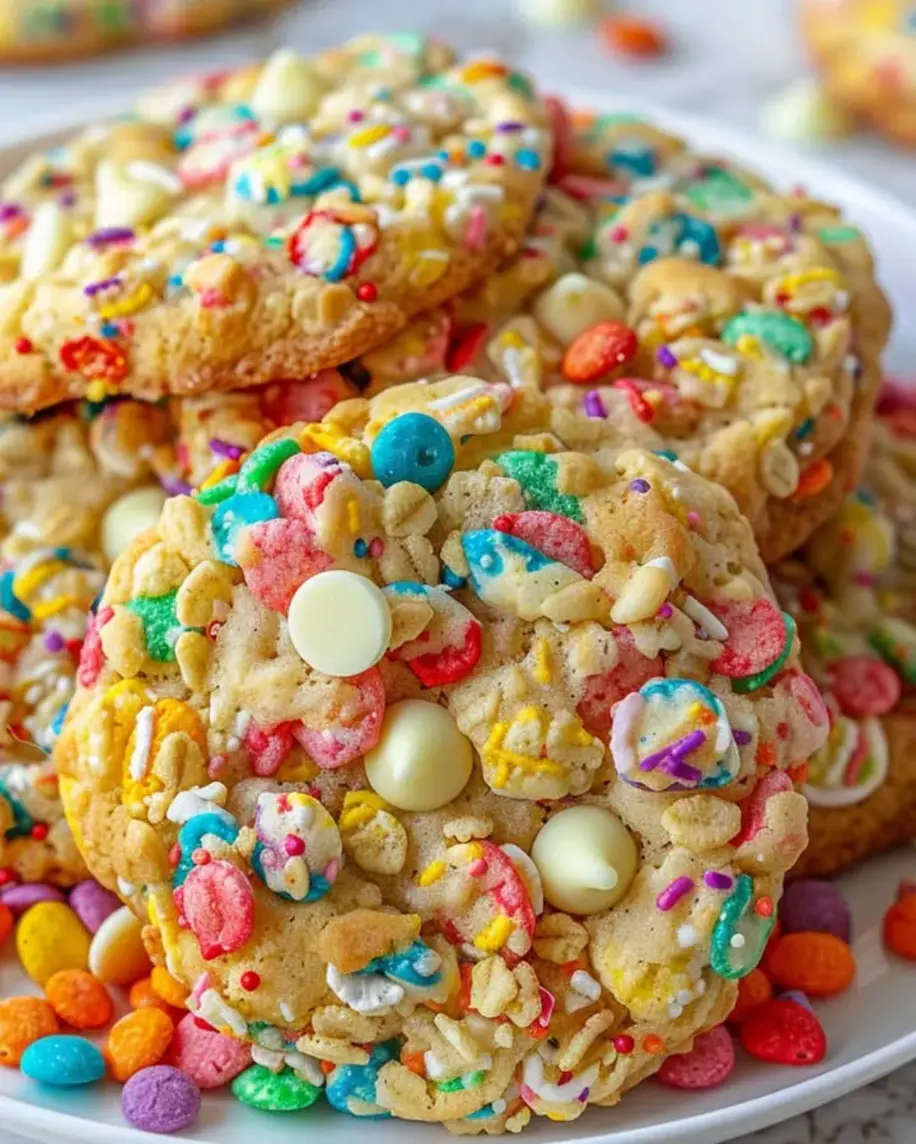 Fruity Pebbles White Chocolate Chip Cookies