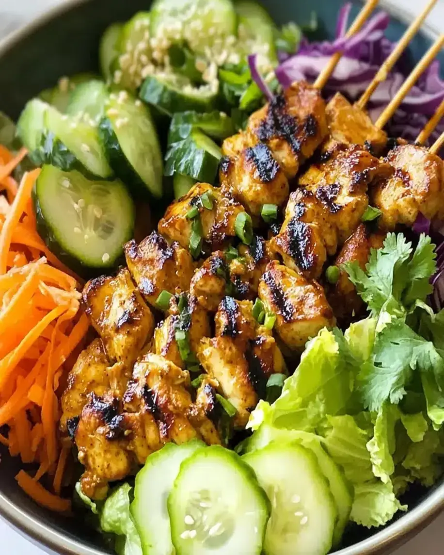 Chicken Satay Spring Roll Bowls Easy Flavorful
