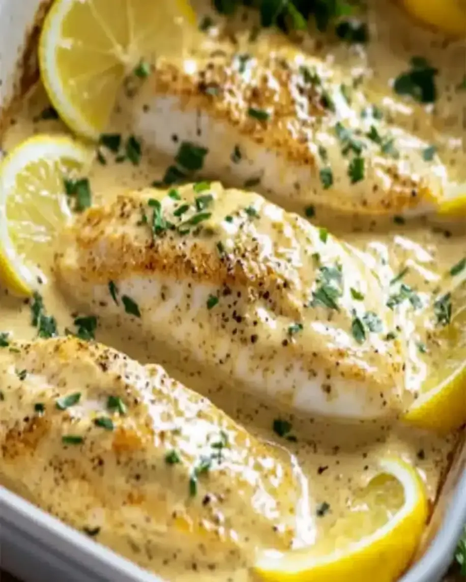 Baked Fish with Lemon Cream Sauce Easy Flavorful
