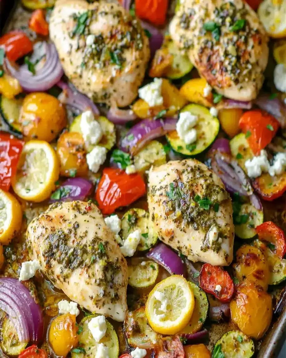 Herby Feta Lemon Chicken Sheet Pan Dinner So Easy Flavorful