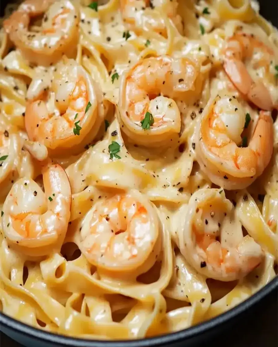 One Pan Shrimp Fettuccine Alfredo Super Creamy Easy