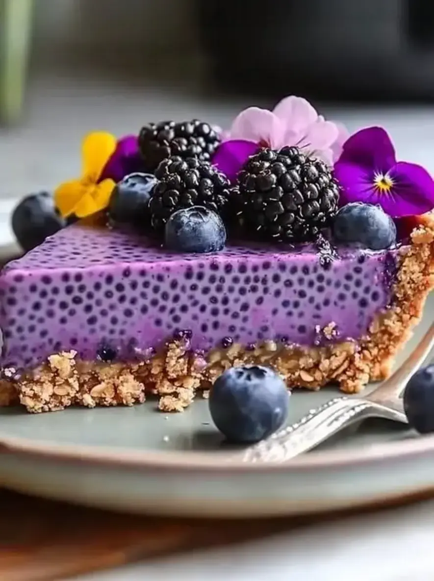 No Bake Plant Based Vegan Blueberry Chia Seed Pie