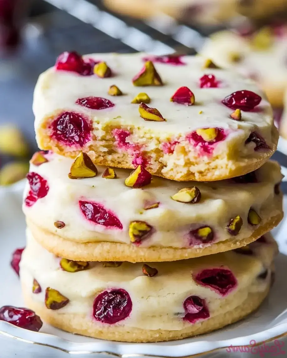 Cranberry Pistachio Shortbread Cookies