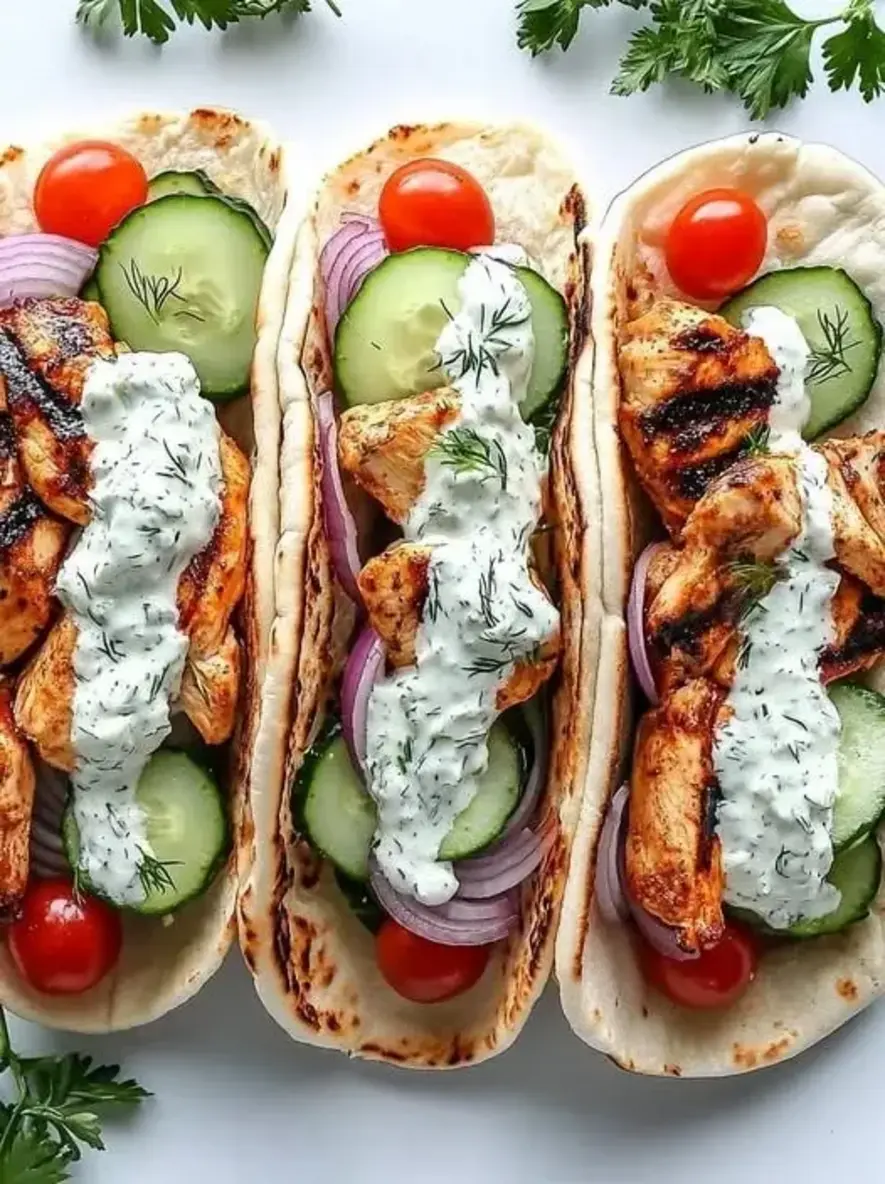 Mediterranean Delight Greek Chicken Gyros with Cucumber Tzatziki