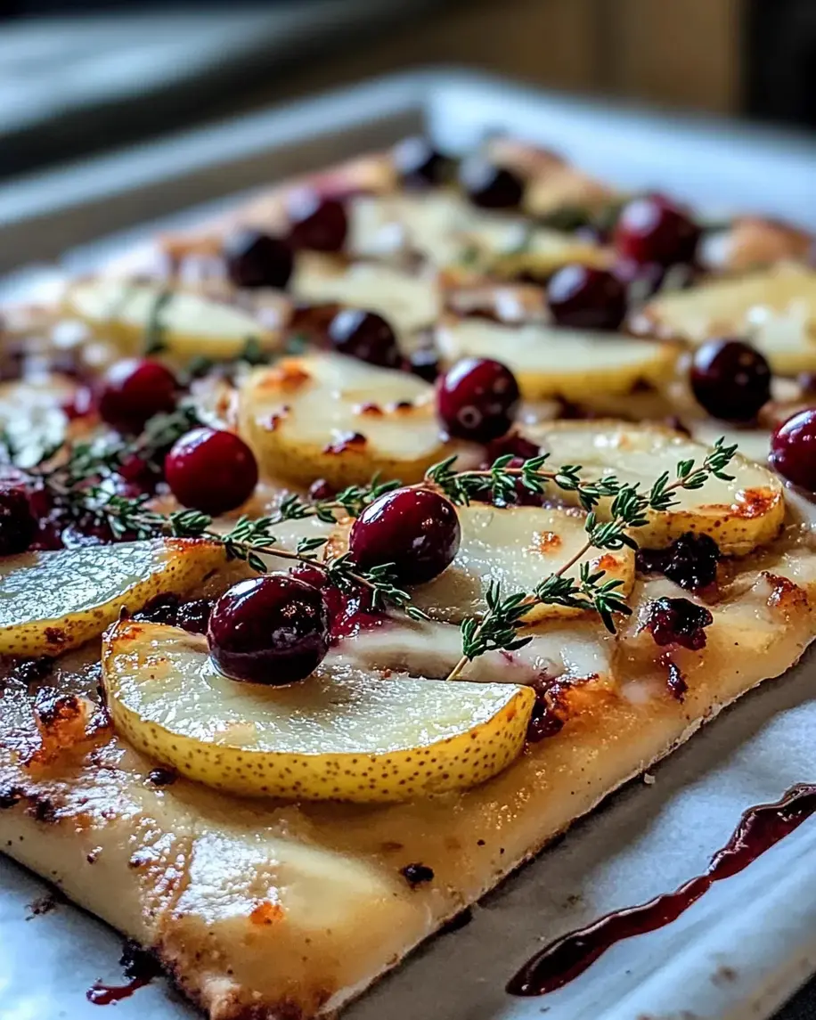 Roasted Pear Cranberry Brie Flatbread