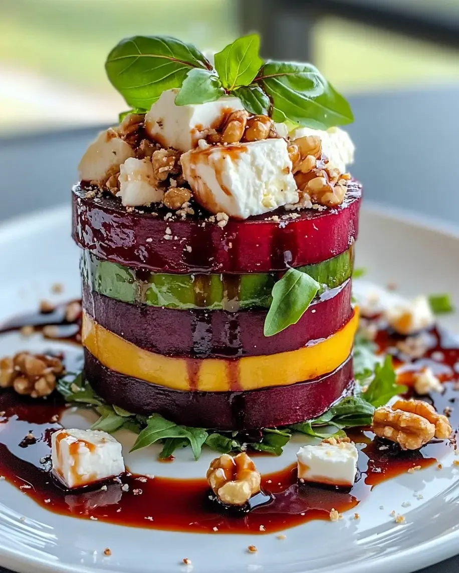 Roasted Beet and Feta Stack with Honey Balsamic Glaze Delights