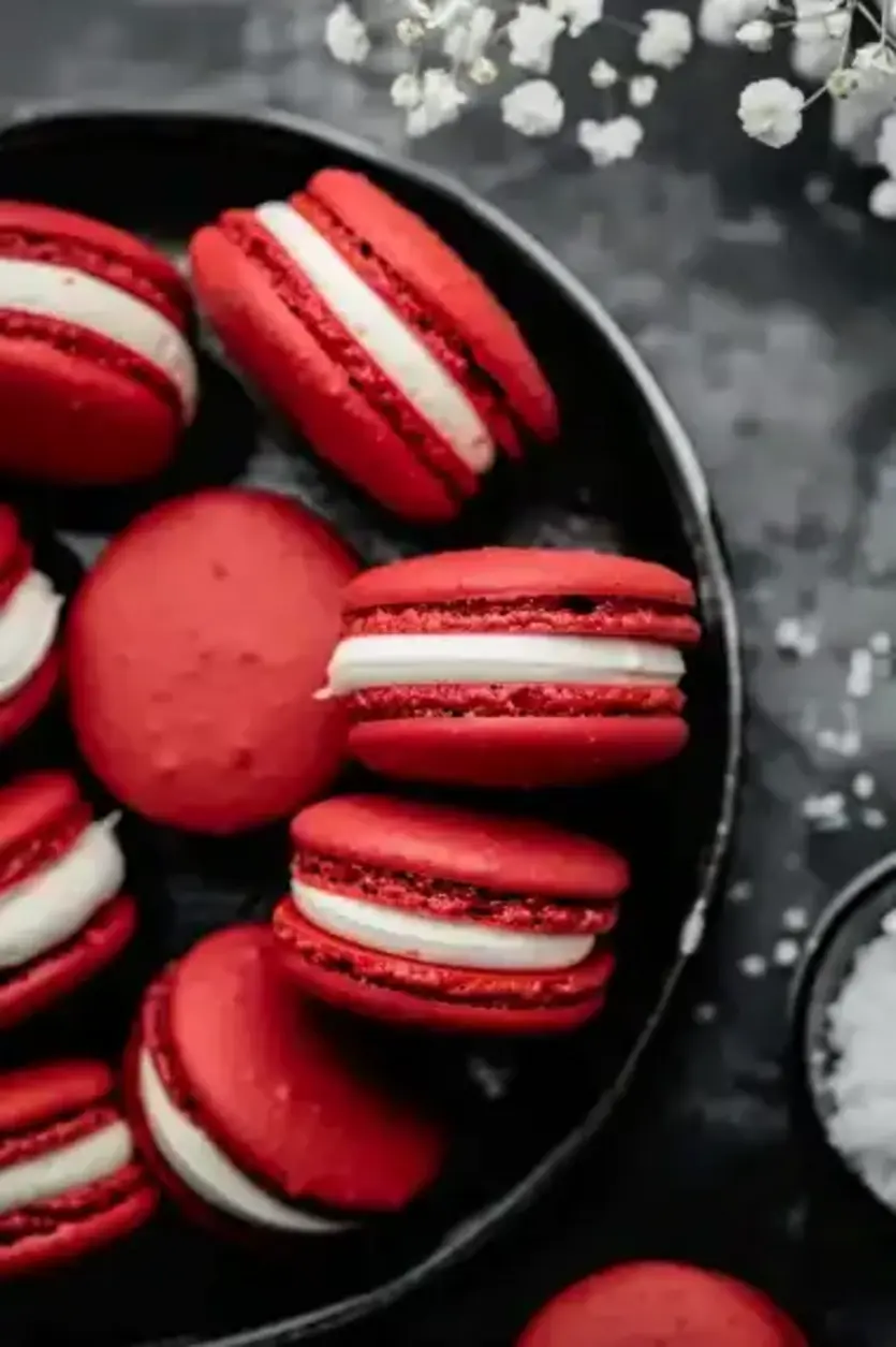 Elegant Indulgence Red Velvet Macarons with Cream Cheese Frosting