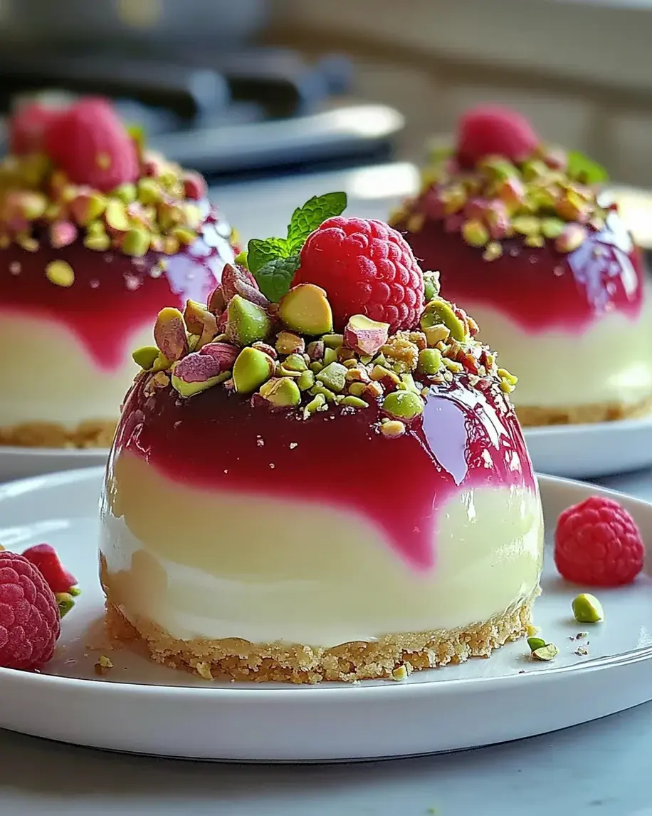 Pistachio Raspberry Cheesecake Domes