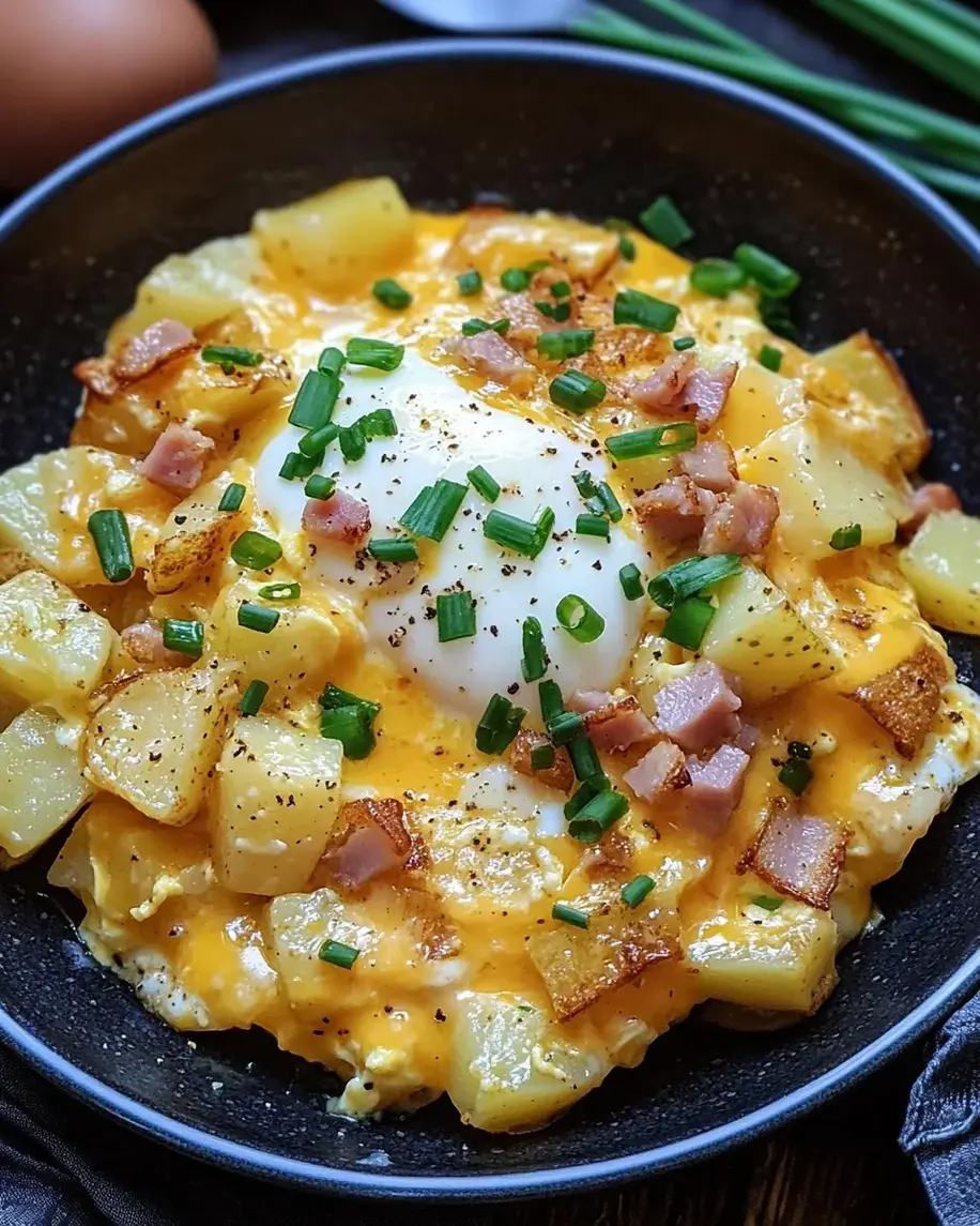 Cheesy Potato Egg Scramble